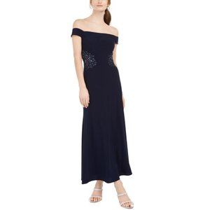 Ignite Evenings Embellished Off-The-Shoulder Dress